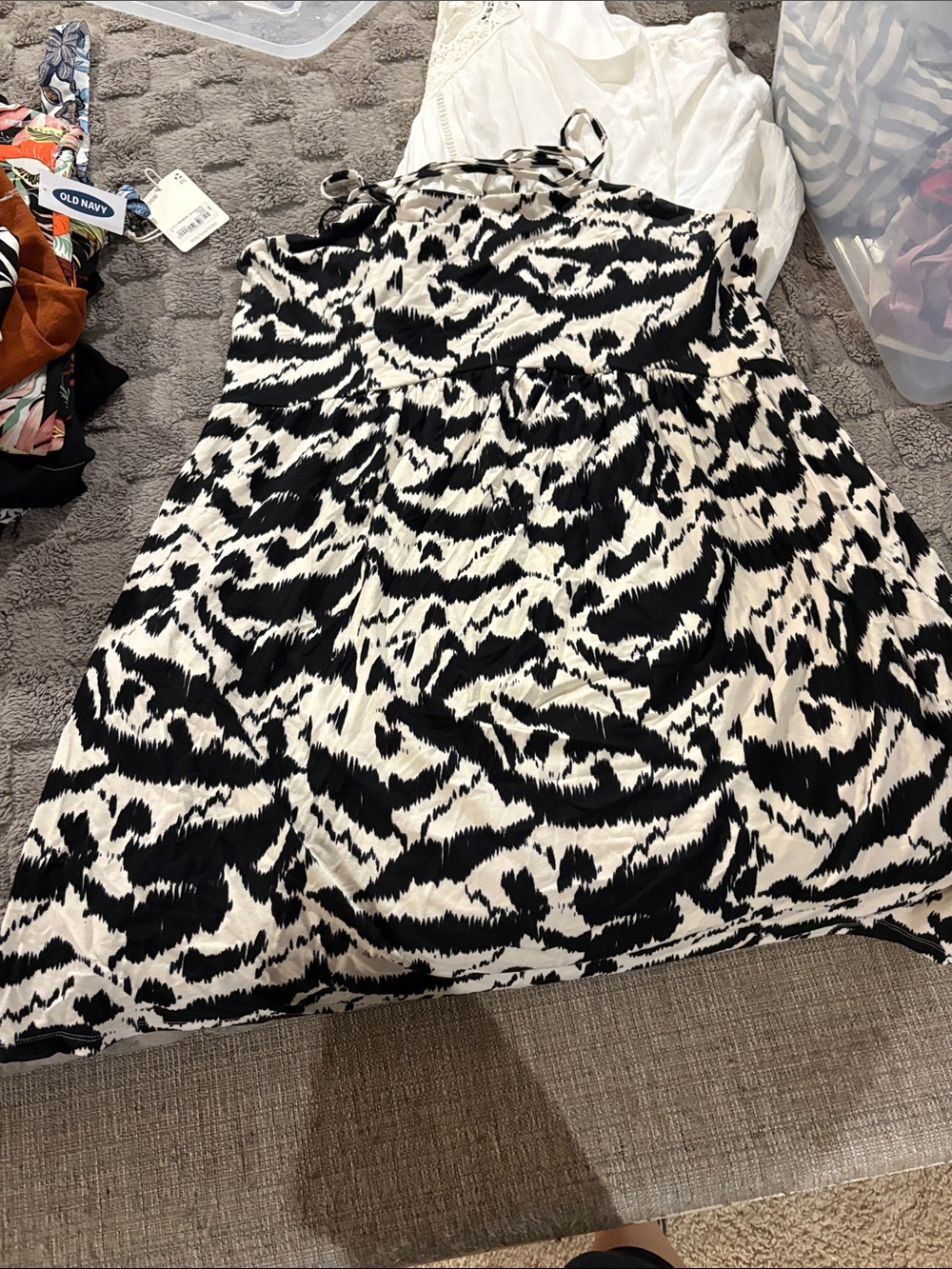Old Navy Black and White Animal Print Mini Dress